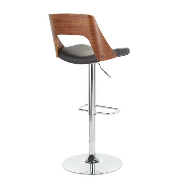 Valencia Adjustable Swivel Barstool In Walnut And Black Faux Leather 3 Valencia Adjustable Swivel Barstool In Walnut And Black Faux Leather - Image 3