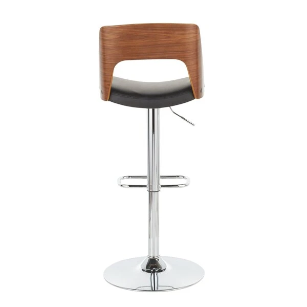 Valencia Adjustable Swivel Barstool In Walnut And Black Faux Leather 5 Valencia Adjustable Swivel Barstool In Walnut And Black Faux Leather - Image 5