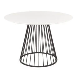 Canary Dining Table In Black Metal And White Wood Top