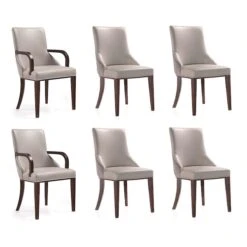 Shubert 6-Piece Faux Leather And Velvet Dining Chair Set In Light Grey