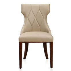 Reine Faux Leather Dining Chair (Set Of Two) In Cream And Walnut -Zoro Tools Shop Manhattan20Comfort DC007 CR D