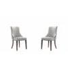 Shubert Faux Leather And Velvet Dining Chair In Light Grey - Set Of 2