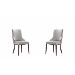 Shubert Faux Leather And Velvet Dining Chair In Light Grey - Set Of 2