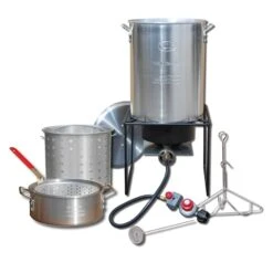 Turkey Fryer, 29qt, Aluminum Turkey Pot, Basket, 10qt Fry Pan