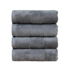 Turkish SOLID Dark Grey Hand Towels , 4PK