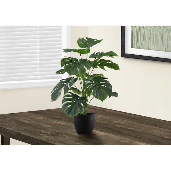 Monarch Specialties Artificial Plant, 24" Tall, Monstera, Indoor, Faux, Fake, Table, Greenery, Potted, Real Touch 2 Monarch Specialties Artificial Plant, 24" Tall, Monstera, Indoor, Faux, Fake, Table, Greenery, Potted, Real Touch - Image 2