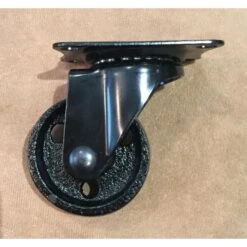 3 5/8 X 2 7/8 Vintage Cast Iron Caster 2" Wheel In Flat Black Finish