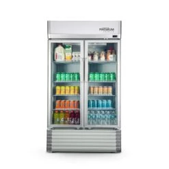 Premium Levella 21 Cu. Ft Commercial Display Refrigerator Two Glass Door Merchandiser In Silver
