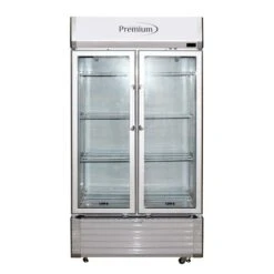 Premium Levella 18 Cu. Ft. Commercial Display Refrigerator Two Glass Door Merchandiser In Silver