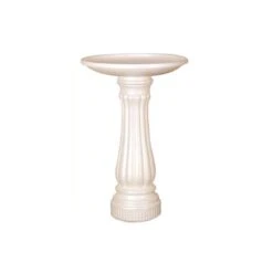 Wht Rnd Resin Bird Bath