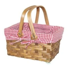 Vintiquewise Small Rectangular Basket Lined With Gingham Lining