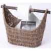 Vintiquewise Free Standing Magazine And Toilet Paper Holder Basket With Wooden Rod