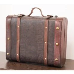 Vintiquewise Decorative Wooden Leather Suitcase -Zoro Tools Shop Quickway20Imports20Inc 658041xx154607