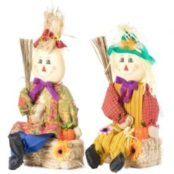 Garden Scarecrows Sitting On Hay Bale, PK 2 -Zoro Tools Shop Quickway20Imports20Inc 674261xx8f841f