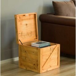 Vintiquewise Square Decorative Wooden Chest Trunk - Large -Zoro Tools Shop Quickway20Imports20Inc 685893xx935d35