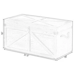 Vintiquewise Brown Large Wooden Lockable Trunk Farmhouse Style Rustic Design Lined Storage Chest W/Rope Handles -Zoro Tools Shop Quickway20Imports20Inc 691670xxc1180b