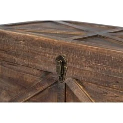 Vintiquewise Brown Large Wooden Lockable Trunk Farmhouse Style Rustic Design Lined Storage Chest W/Rope Handles -Zoro Tools Shop Quickway20Imports20Inc 691673xx67248f