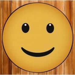 Emoji Style Round Funny Smiley Face Kids Area Rug, Smiling Emoji Rug, 24 X 24