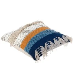 16 Boho Handwoven Cotton Throw Pillow With Tassels, Blue -Zoro Tools Shop Quickway20Imports20Inc 710761xxb9876c