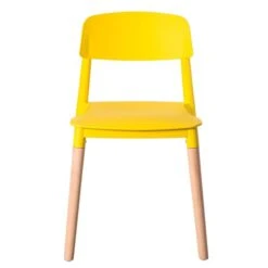 Modern Plastic Dining Chair Open Back With Beech Wood Legs, Yellow, PK 4 -Zoro Tools Shop Quickway20Imports20Inc 799482xx9e4ad0