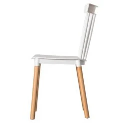 Modern Plastic Dining Chair Windsor Design With Beech Wood Legs, White, PK 2 -Zoro Tools Shop Quickway20Imports20Inc 799576xxc1f848