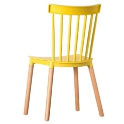 Modern Plastic Dining Chair Windsor Design With Beech Wood Legs, Yellow -Zoro Tools Shop Quickway20Imports20Inc 799612xxcb68be
