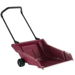 Heavy Duty Snow Rolling Remover With Wheels And Wide Blade, Red
