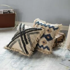 16" Handwoven Cotton & Silk Throw Fringed Pillow Cover With Embossed Crossed Lines With Filler -Zoro Tools Shop Quickway20Imports20Inc 836986xx21df5e