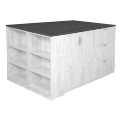 85 W Legacy Stand Up Station Tops, Ash Grey