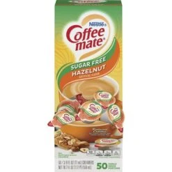 Coffee Creamer, Sugar-Free, Hazelnut, 0.375 Fl Oz, White PK