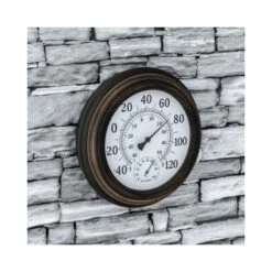 Wall Thermometer Decorative Indoor/Outdoor Temperature And Hygrometer Humidity Gauge, 5.5" Display
