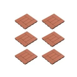 6-piece Patio And Deck Tiles, Interlocking Criss-Cross Pattern For Outdoor (Square, Terra Cotta)