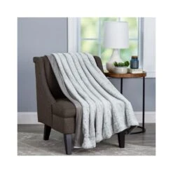 Faux Fur Throw Blanket, Luxurious, Soft, Hypoallergenic With Faux Mink Back, 60"x70" (Cloud Grey)