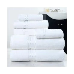 Hastings Home 100 Percent Cotton Hotel 6 Piece Towel Set - White