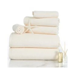 6-piece 100-percent Cotton Towel Set With 2 Bath Towels, 2 Hand Towels And 2 Washcloths (Ivory)