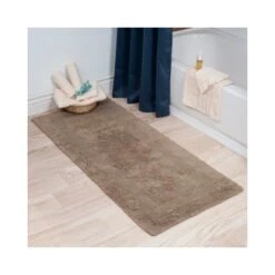 100-percent Cotton Bathmat 24x60 Long Bathroom Runner, Reversible, Soft, Absorbent, Rug, Taupe