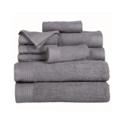 Hastings Home Ribbed 100 Percent Cotton 10 Piece Towel Set - Silver -Zoro Tools Shop TG20Midco20LLC20dba20Trademark20Global20LLC 67xx0021xxsxx1