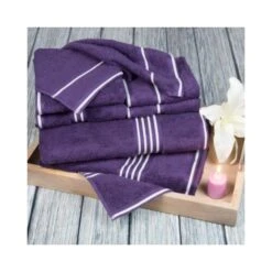 Hastings Home Rio 8 Piece 100 Percent Cotton Towel Set - Eggplant