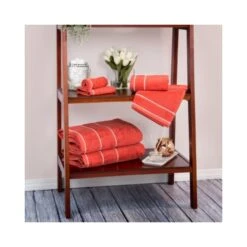 2-piece Luxury Cotton Towel Set, Bath Sheet Made From 100% Zero Twist Cotton, (Brick/White)