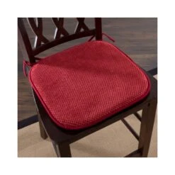 Memory Foam Chair Cushion For Dining, Kitchen, Outdoor Patio And Desk With Nonslip Back (Burgundy)