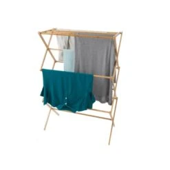 Bamboo Clothes Drying Rack, Collapsible And Compact For Indoor/Outdoor, For Hanging And Air-Drying