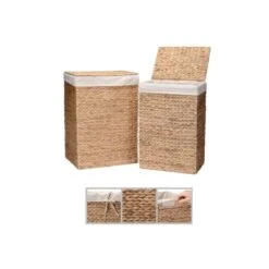 Hastings Home Portable Handmade Wicker Laundry Hampers With Lid Made Of Water Hyacinth | Set Of 2 -Zoro Tools Shop TG20Midco20LLC20dba20Trademark20Global20LLC 83xxdec7028xx3