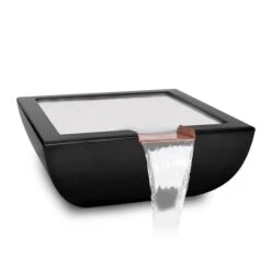 30 Square Avalon Water Bowl - GFRC Concrete - Black -