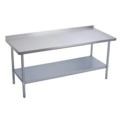 Economy Work Table Stainless Steel Under Shelf 2 Backsplash 48 L X 30 W X 36 H Over All