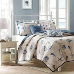 100 Percent Polyester Microfiber Brushed Printed Coverlet, Queen - Set Of 6