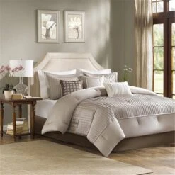 Trinity 7 Piece Comforter Set, Taupe - Queen, 7PK