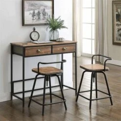 Urban Loft Breakfast Table With Two Swivel Stools