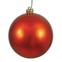 Burn Orange Matte UV Drilled Ball Ornament, 6 In., 4PK