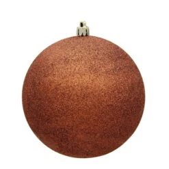 10 In. Copper Glitter Drilled Cap Christmas Ornament Ball