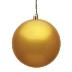 6 In. Honey Gold Candy UV Christmas Ornament Ball, 4PK
